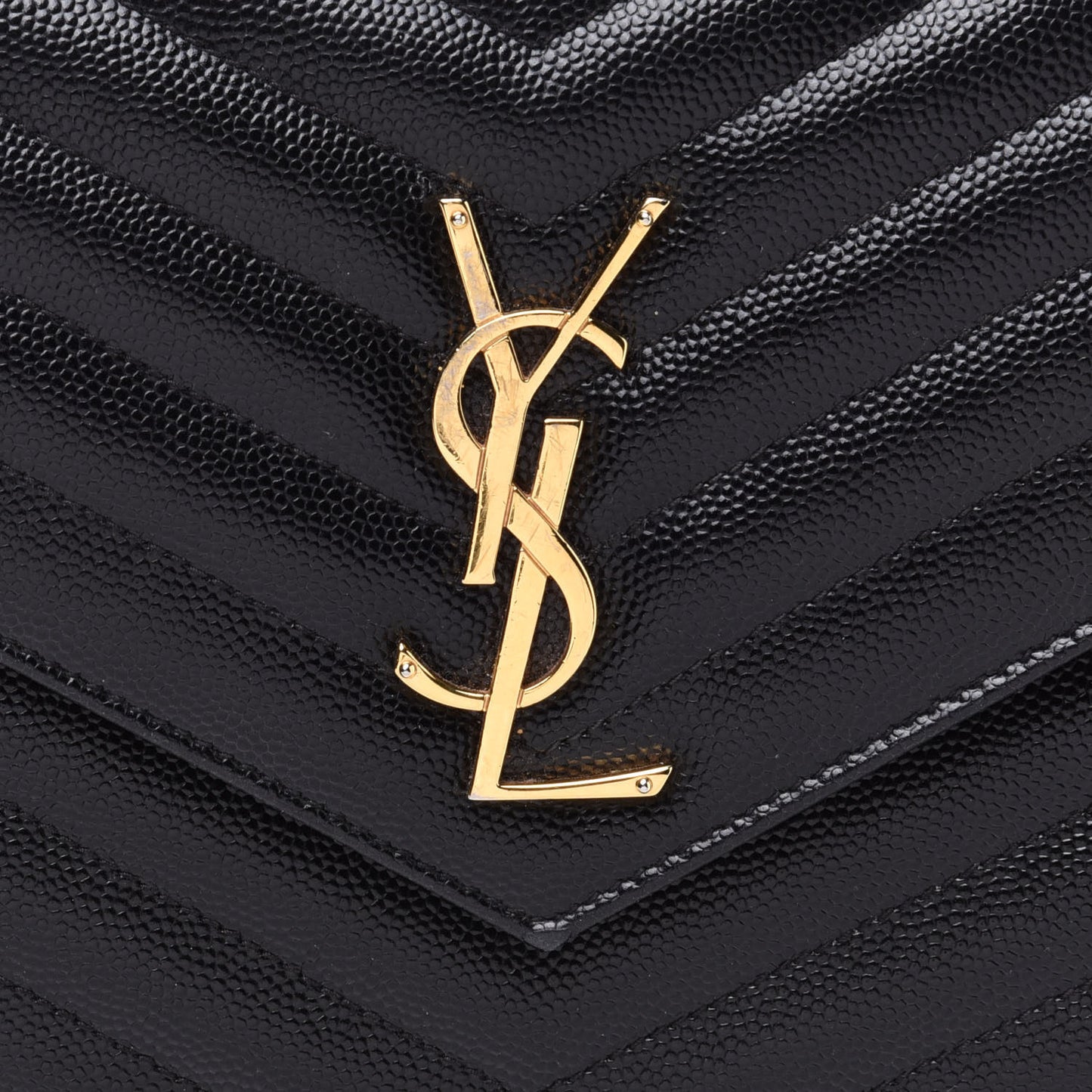 Grain De Poudre Matelasse Chevron Monogram Chain Wallet Black