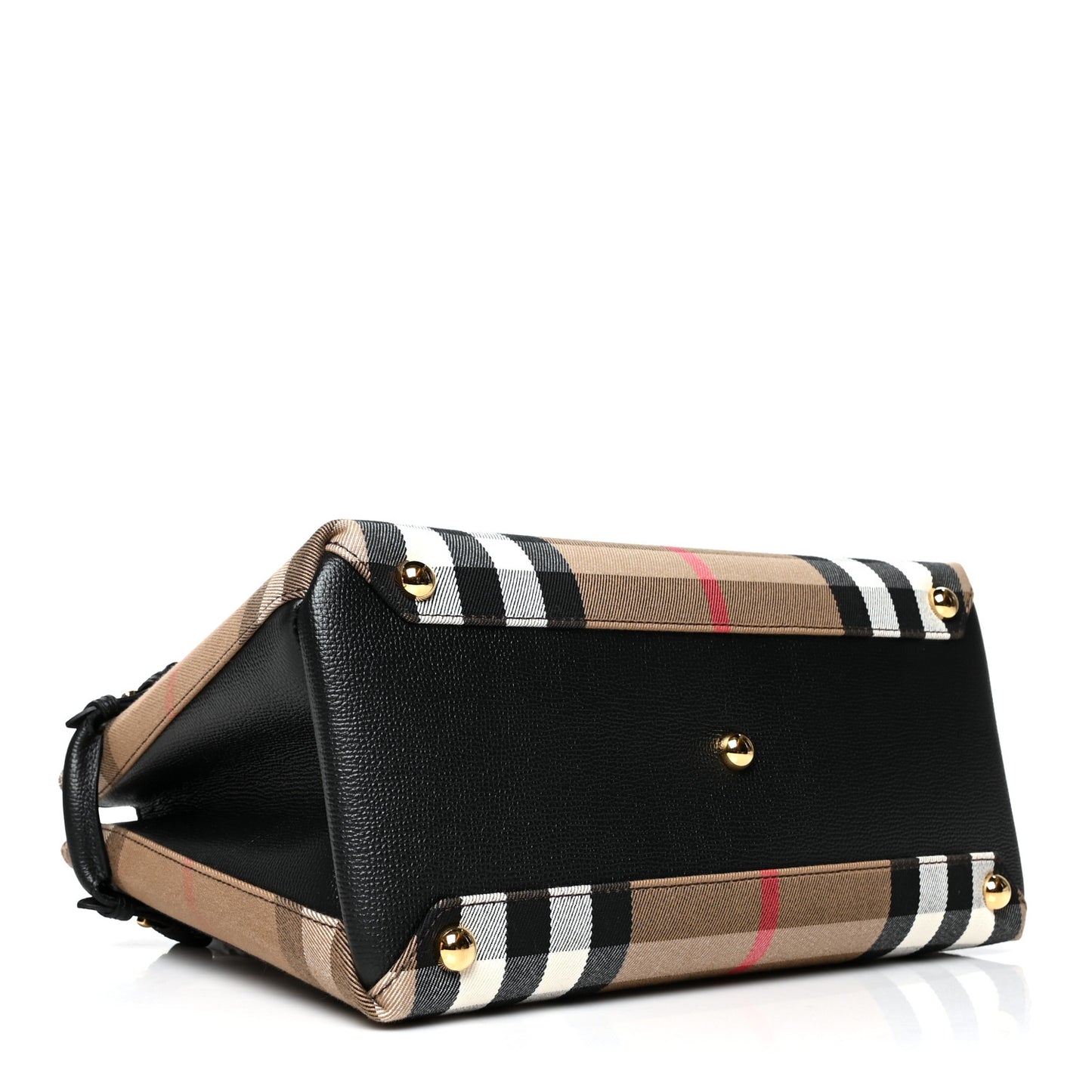 House Check Grainy Calfskin Medium Banner Tote Black