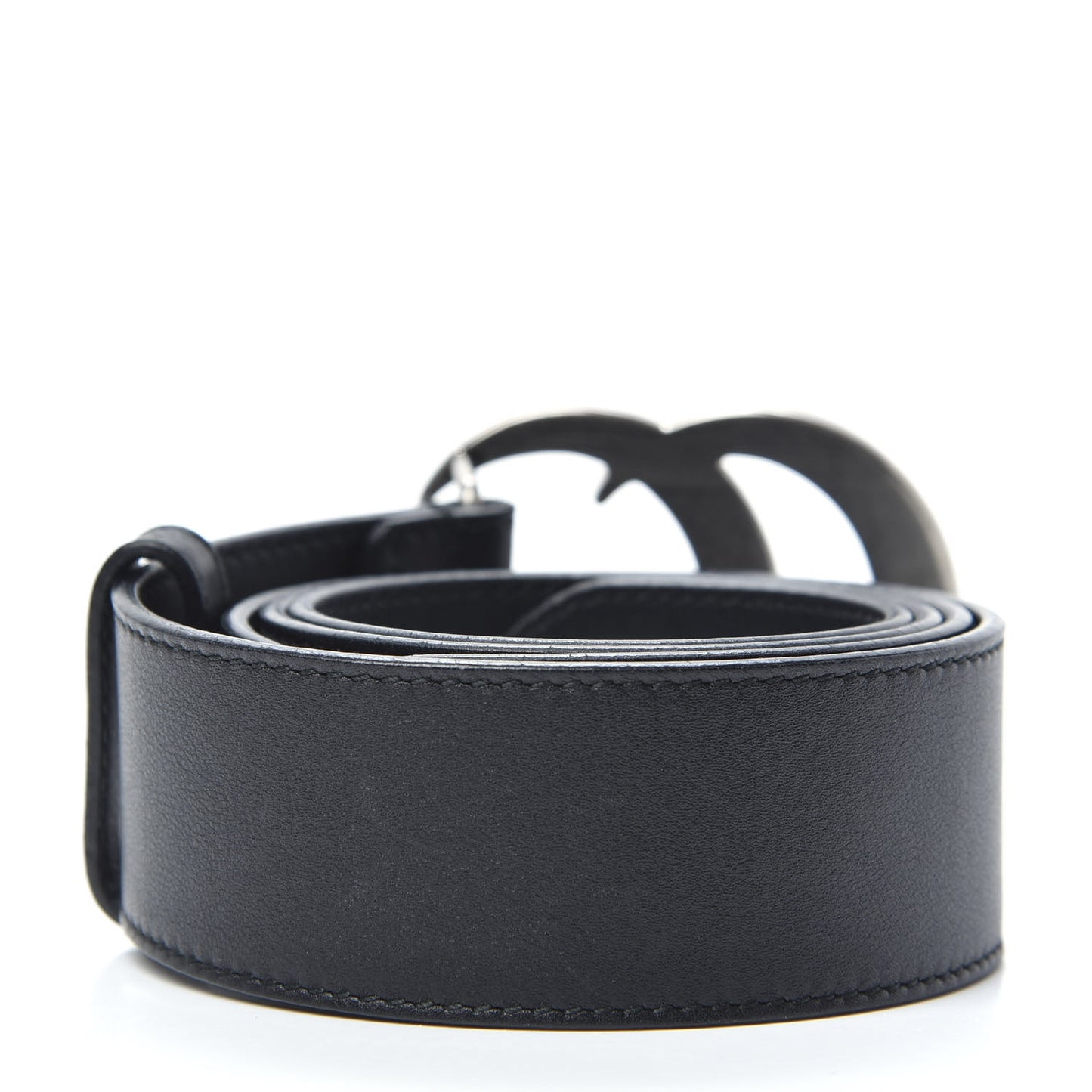 Moon Calfskin Nickel Double G 40mm Belt 85 34 Black