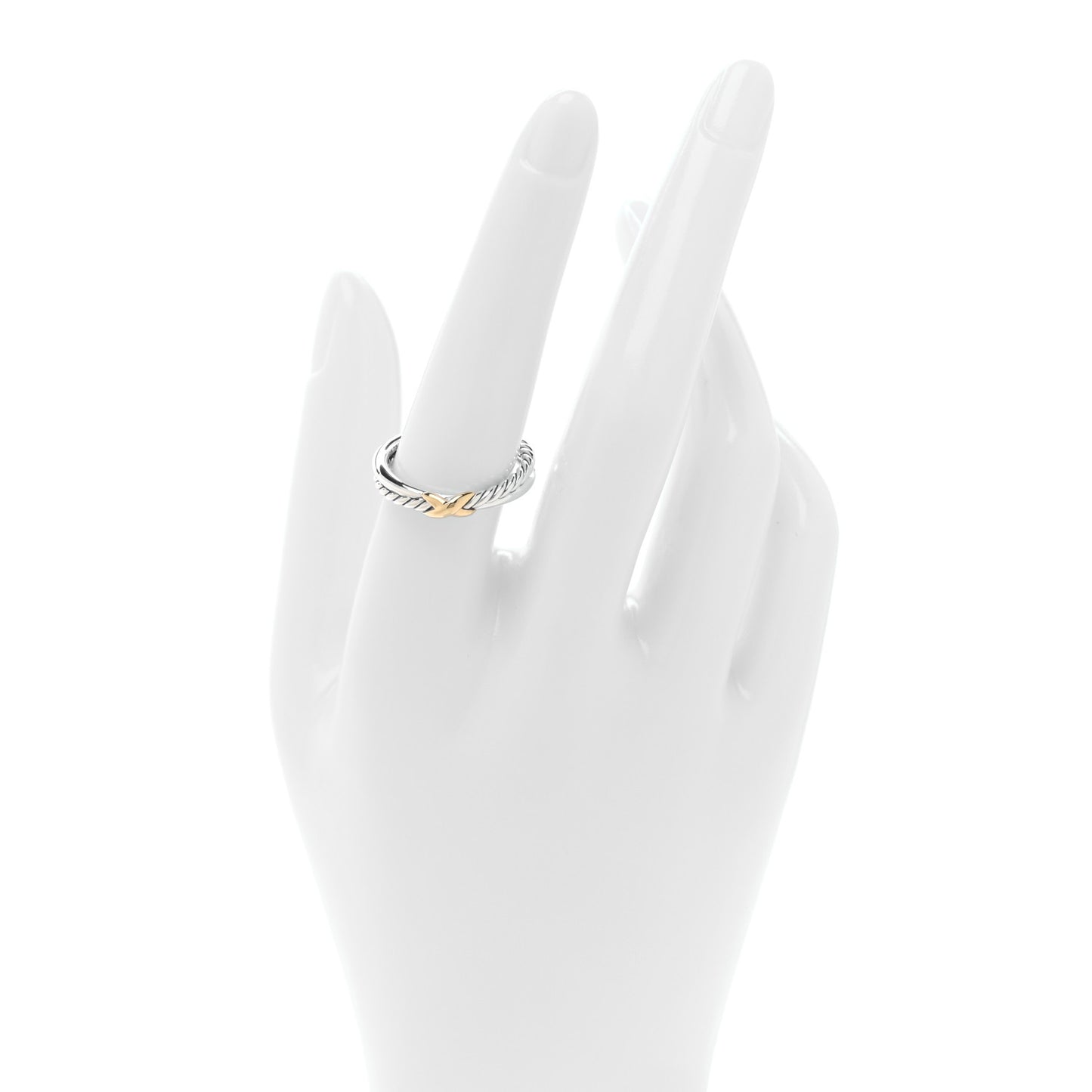 Sterling Silver 18K Yellow Gold Petite X Crossover Ring 57 8