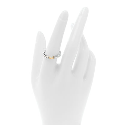 David Yurman Sterling Silver 18K Yellow Gold Petite X Crossover Ring 57 8 2 of 5