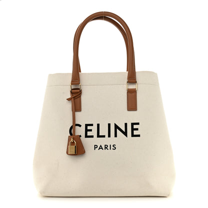 Celine Canvas Calfskin Horizontal Cabas Natural Tan 1 of 9