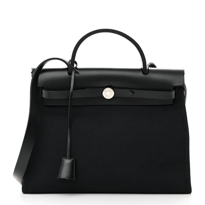 Hermes Military Toile Vache Hunter Herbag Zip PM 31 Black 3 of 14