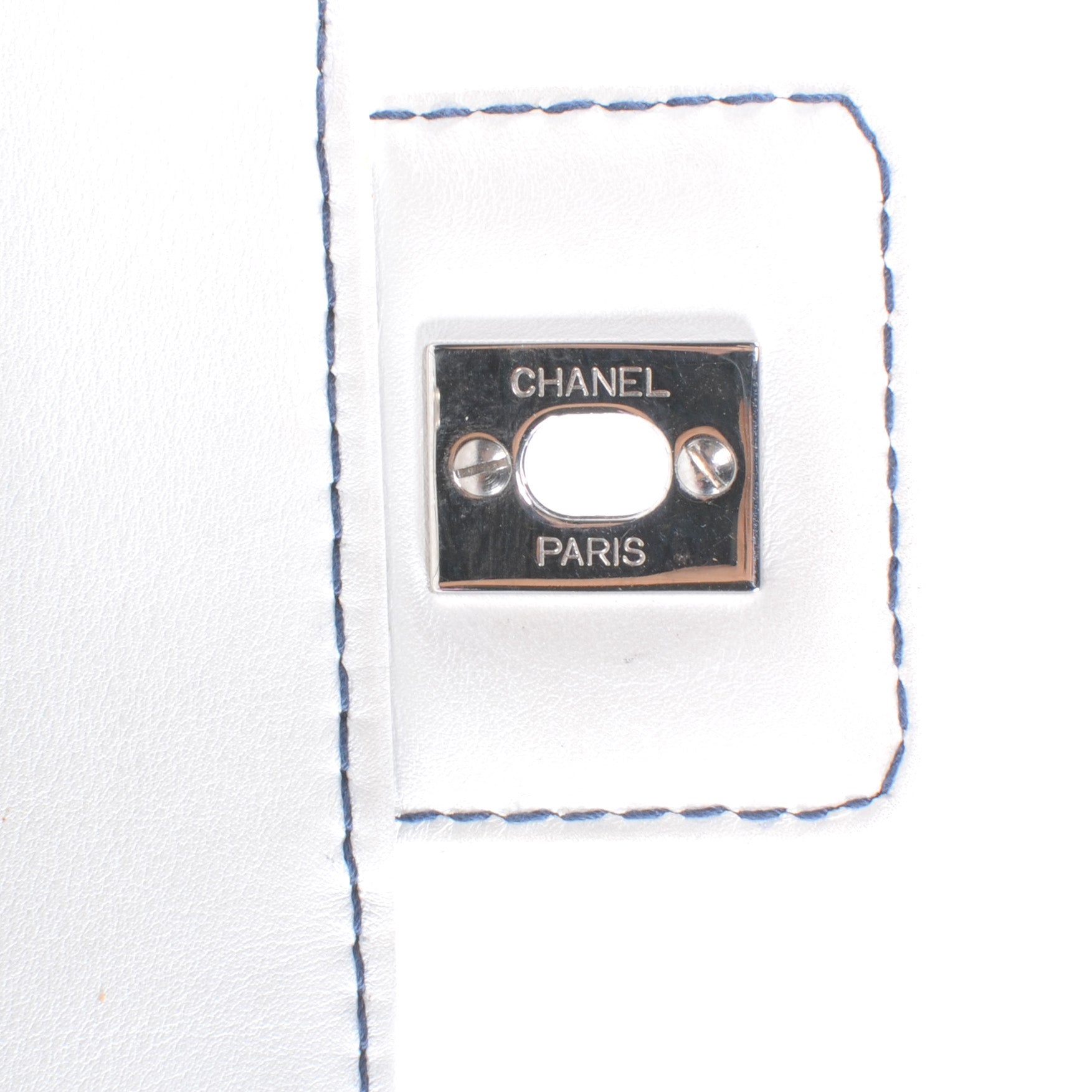 Chanel Lambskin Contrast Stitch Medium Flap White 8 of 10