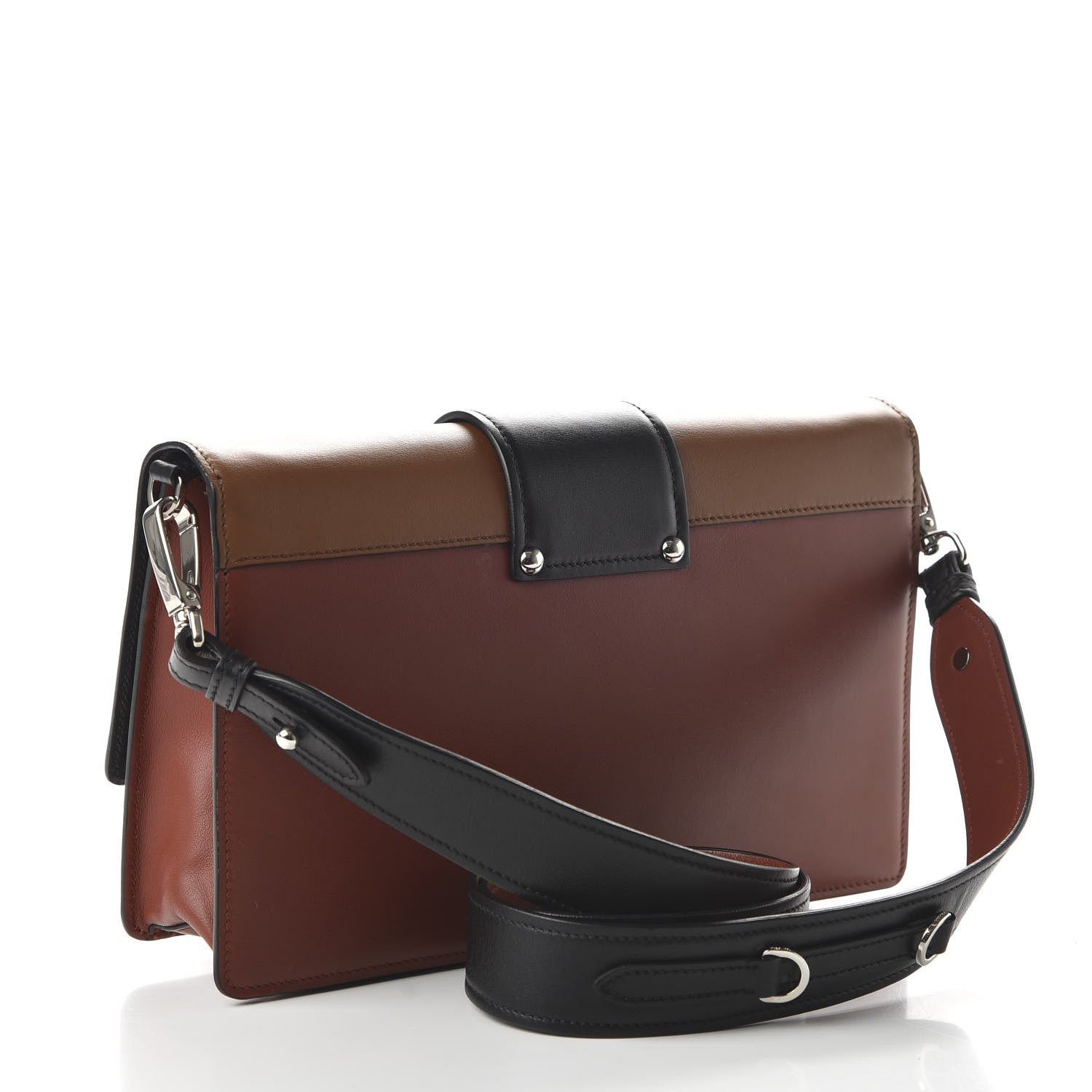 Prada City Calf Ribbon Bag Cognac Cotto Black 3 of 9