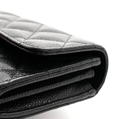 Chanel Caviar Quilted Large Gusset Flap Wallet Black 9 of 11