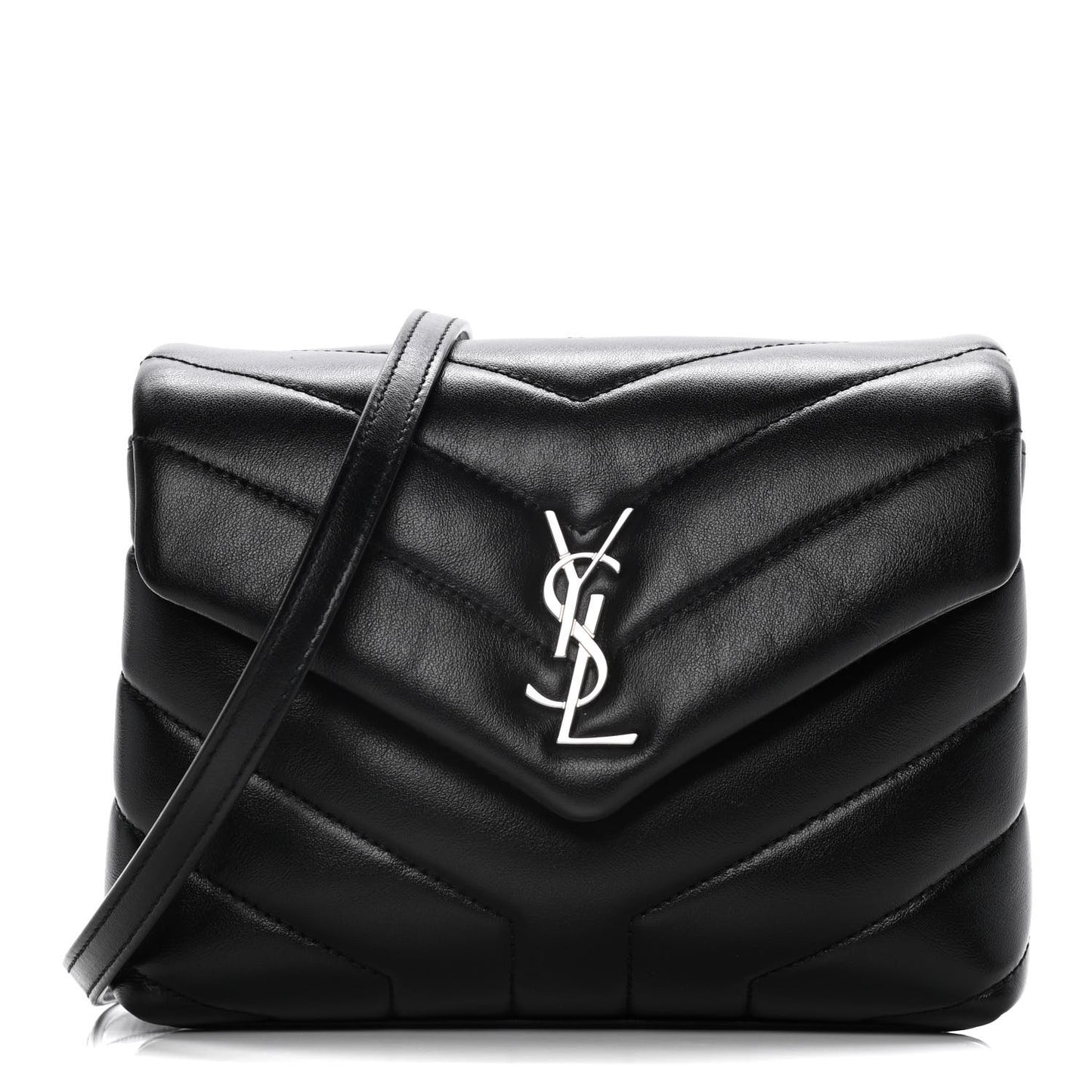 Calfskin Y Quilted Monogram Toy Loulou Crossbody Bag Black