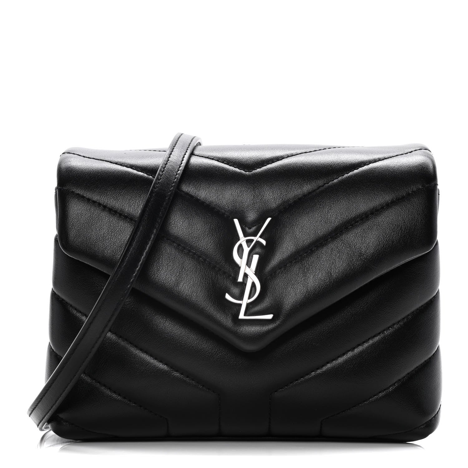 Saint Laurent Calfskin Y Quilted Monogram Toy Loulou Crossbody Bag Black 1 of 18