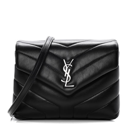 Saint Laurent Calfskin Y Quilted Monogram Toy Loulou Crossbody Bag Black 1 of 18