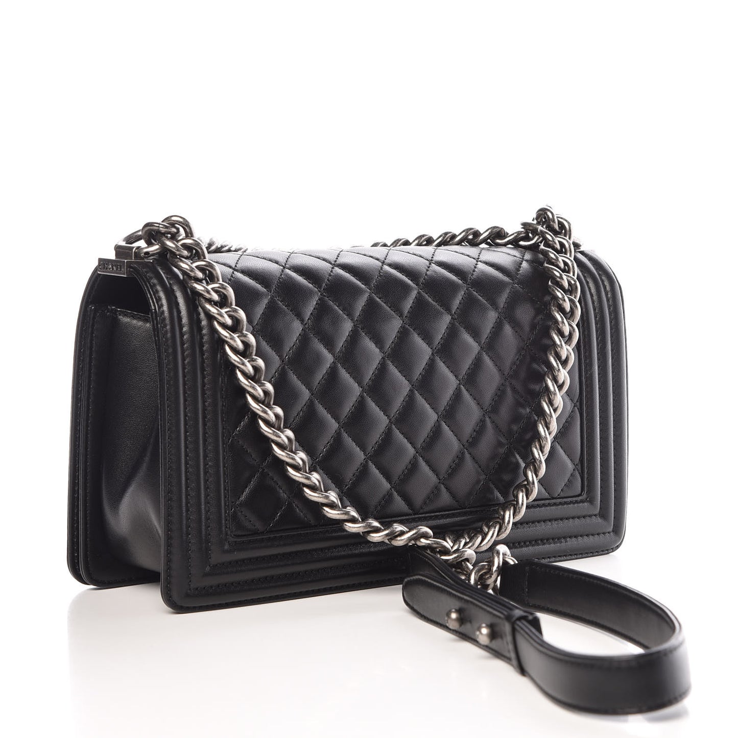 Lambskin Quilted Medium Boy Flap Black