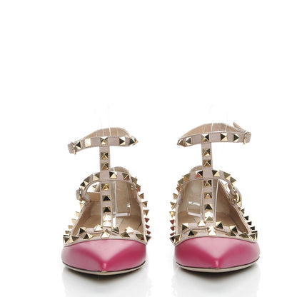 Valentino Garavani Calfskin Nappa Rockstud Cage Ballerina Flats 37 Deep Cyclamin Poudre 2 of 8