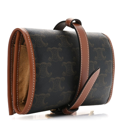 Celine Triomphe Canvas Calfskin Jewelry Pouch Tan 3 of 6