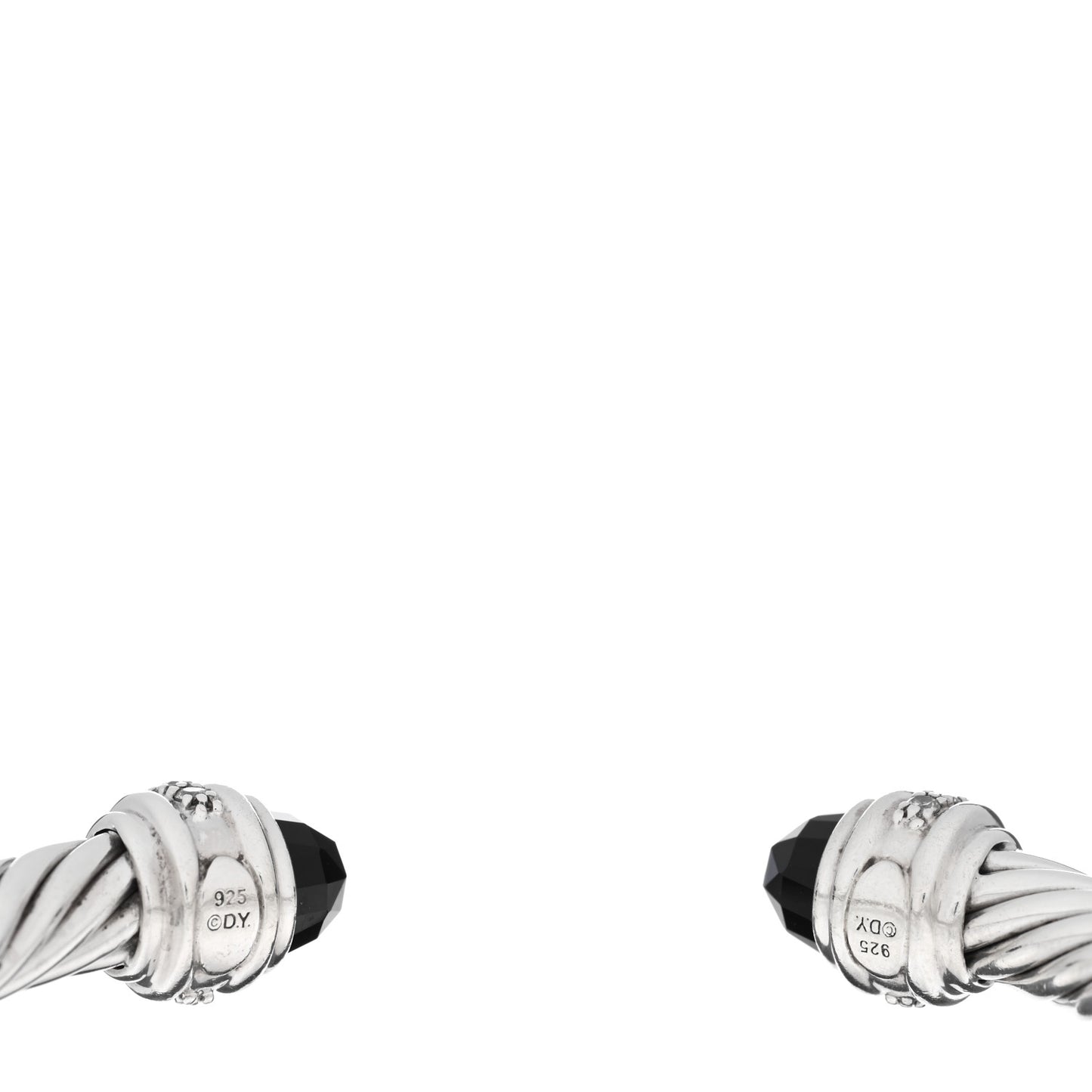 Sterling Silver Diamond Black Onyx 7mm Cable Classics Bracelet