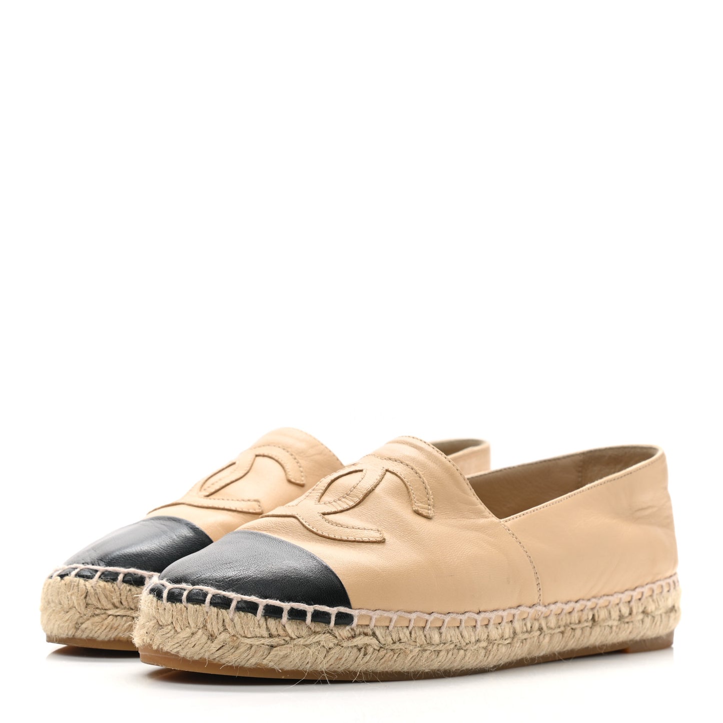 Lambskin CC Espadrilles 36 Beige Black