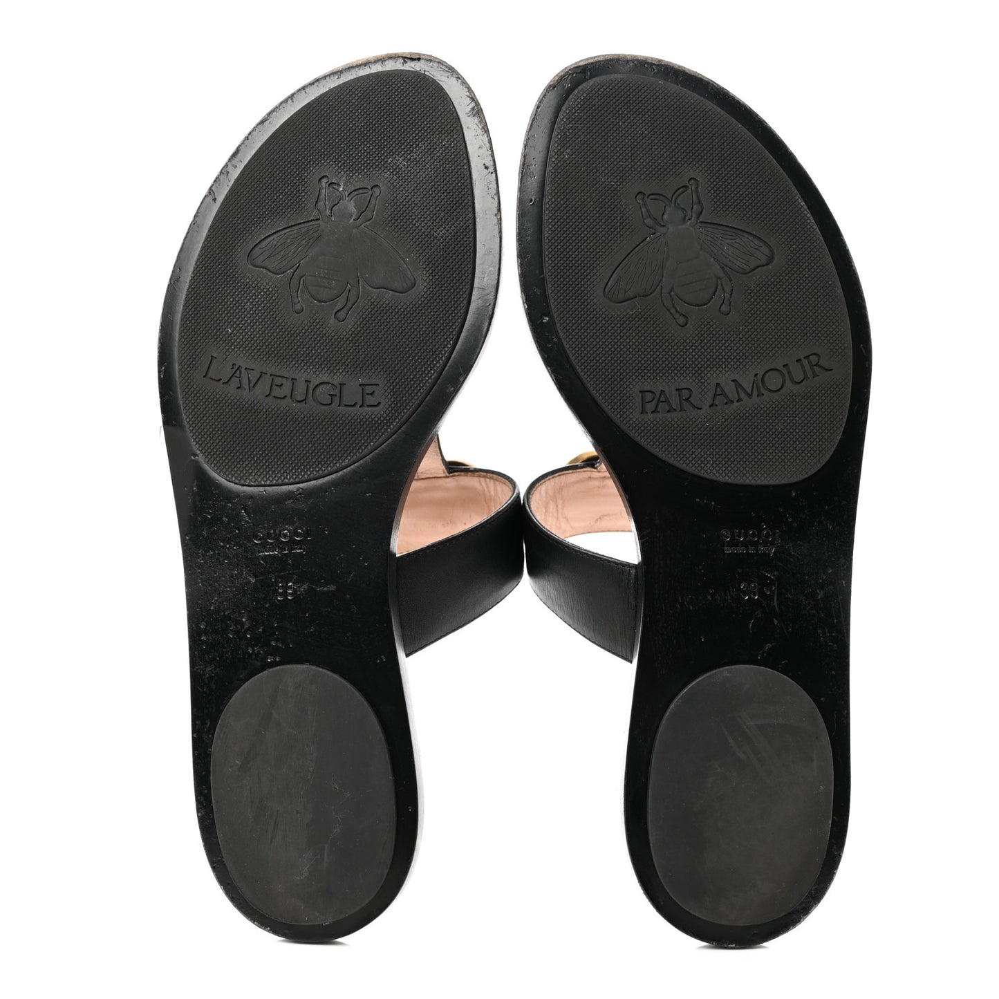 Calfskin GG Marmont Thong Sandals 39 Black