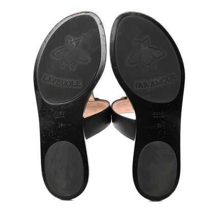 Gucci Calfskin GG Marmont Thong Sandals 39 Black 5 of 8