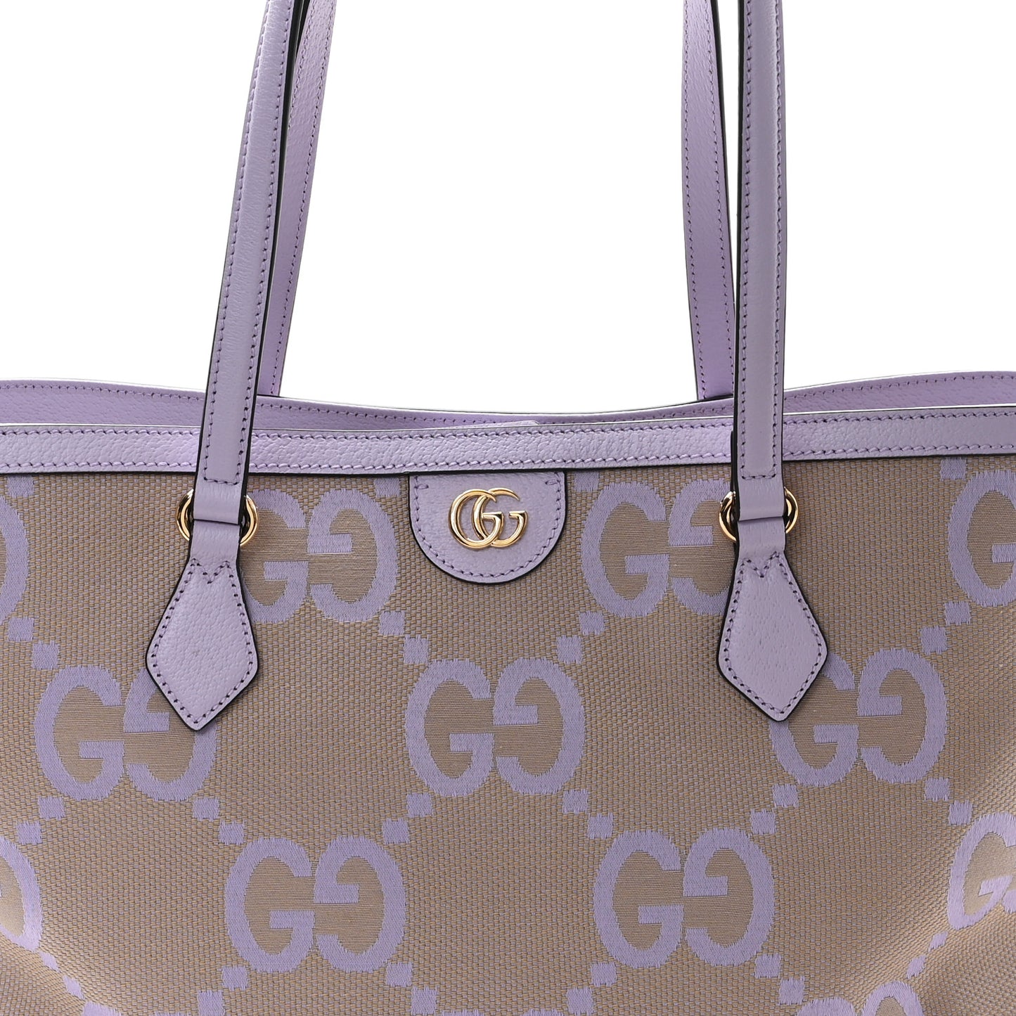 Monogram Jumbo GG Textured Dollar Calfskin Medium Ophidia Shopping Tote Beige Lapis