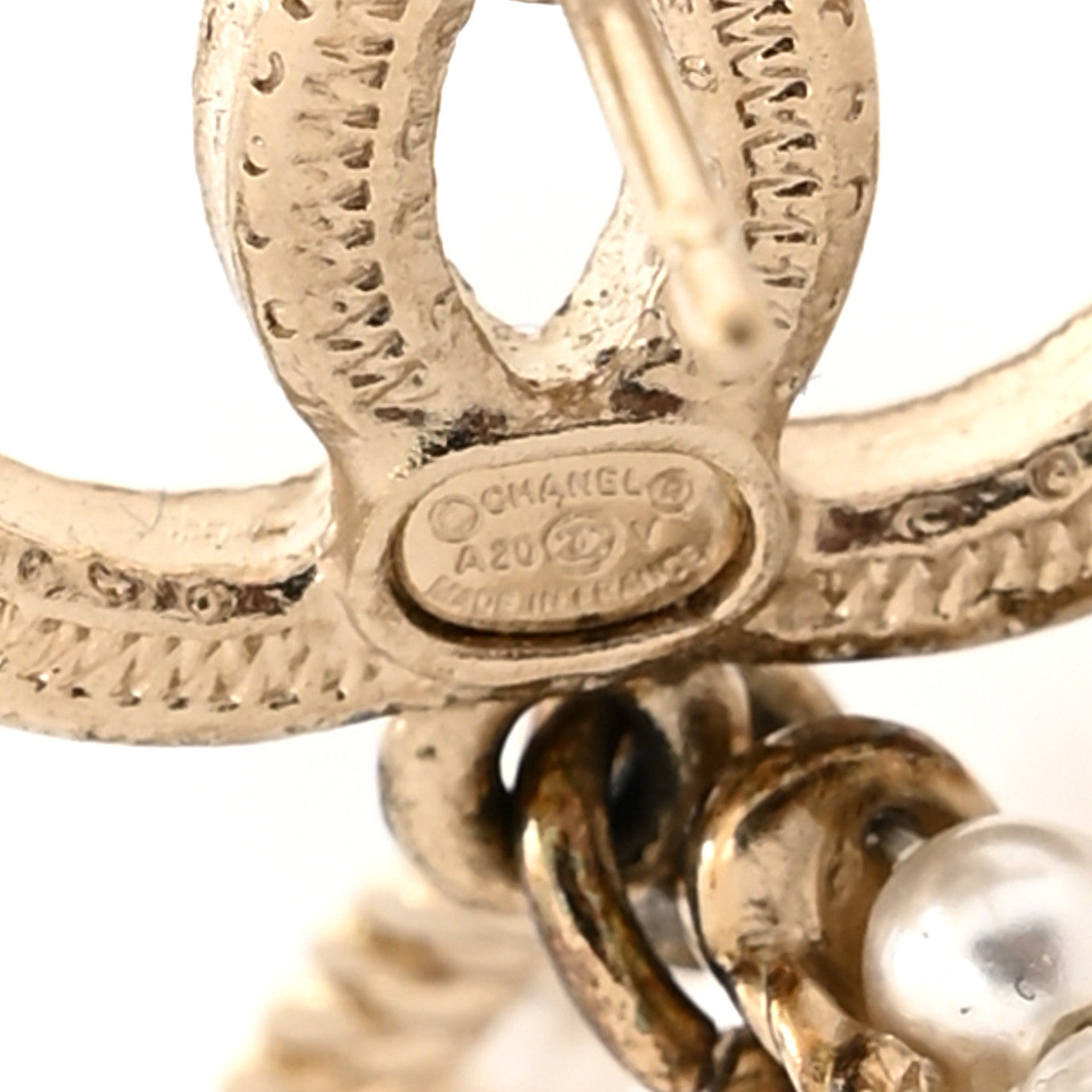 Chanel Crystal Pearl Chanel Charms CC Drop Earrings Gold 3 of 4