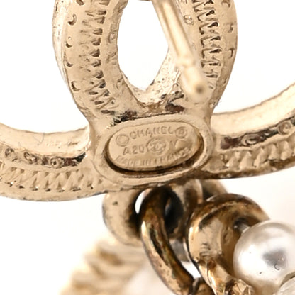 Chanel Crystal Pearl Chanel Charms CC Drop Earrings Gold 3 of 4