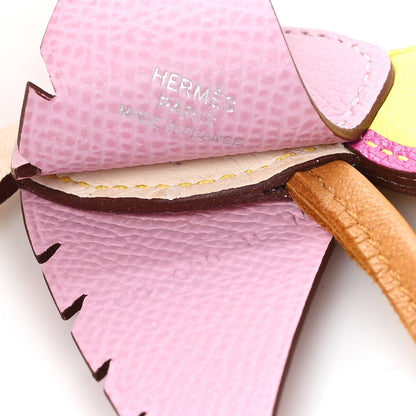 Hermes Ostrich Epsom Swift Birdy Bag Charm Mauve Sylvestre Nata Jaune Citron Magnolia Sesame 3 of 4