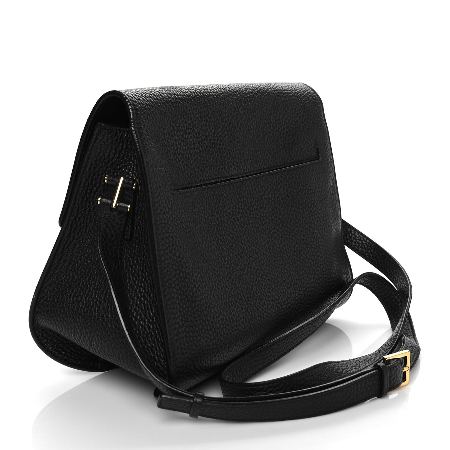 Grained Calfskin Mini T Clasp Tara Crossbody Bag Black