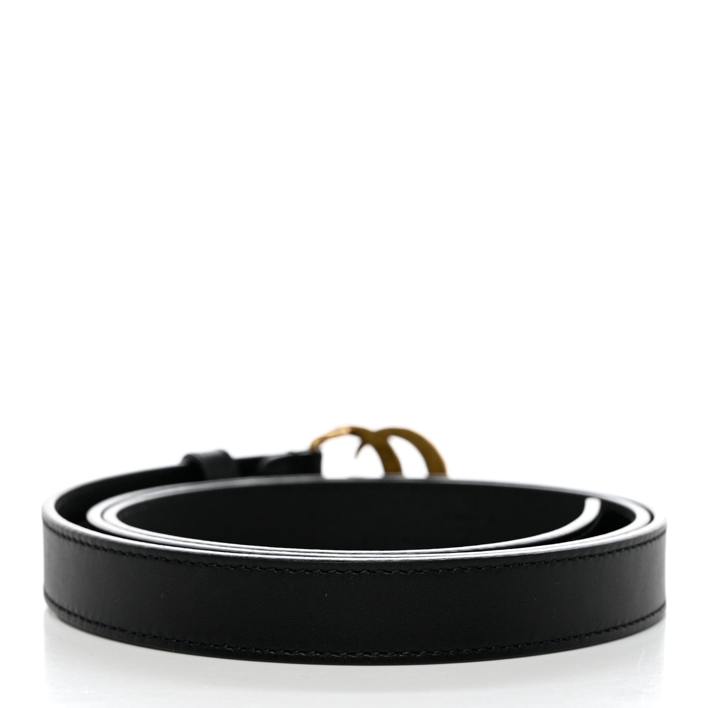 Calfskin Pearl Double G 20mm Belt 95 38 Black Cream