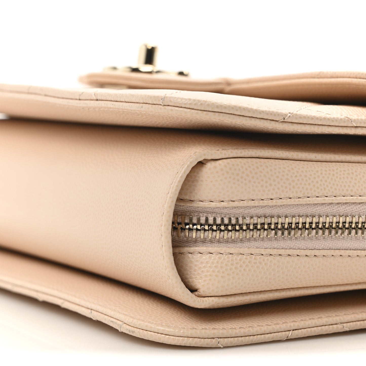 Caviar Quilted Large Like A Wallet Flap Light Beige