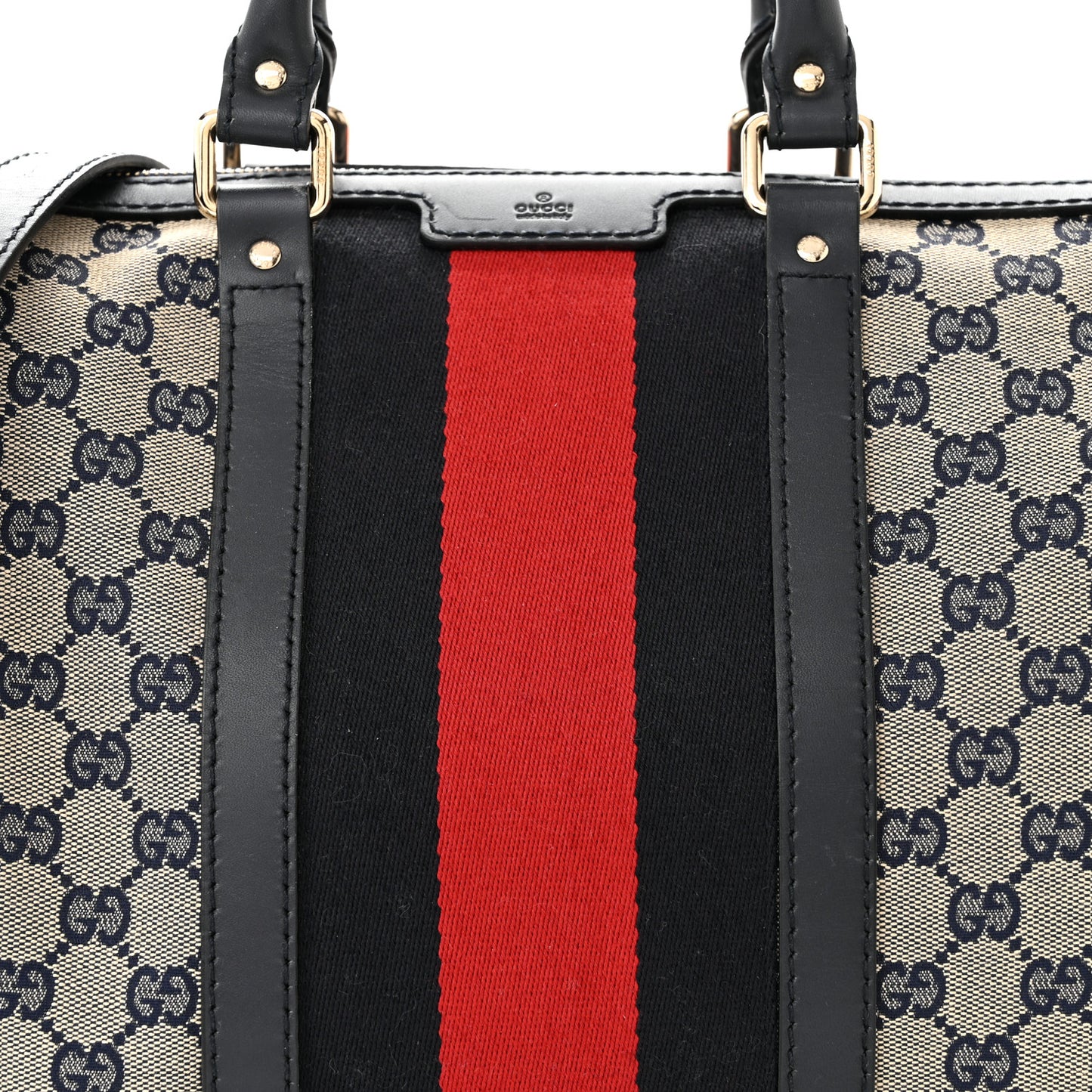 Monogram Selleria Calfskin Vintage Web Medium Boston Beige Blue