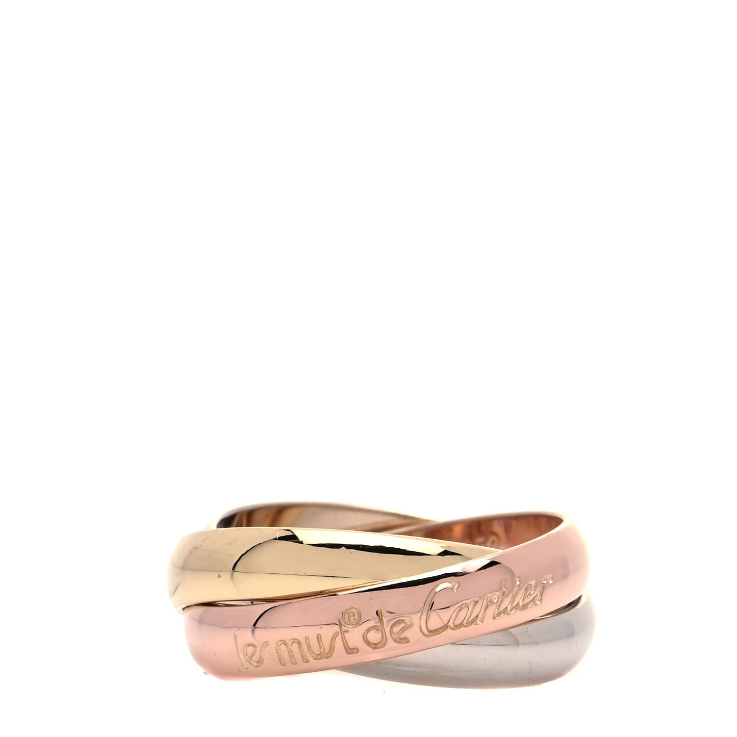 18K Pink Yellow White Gold Classic Les Must De Cartier Trinity Ring 50 5.25
