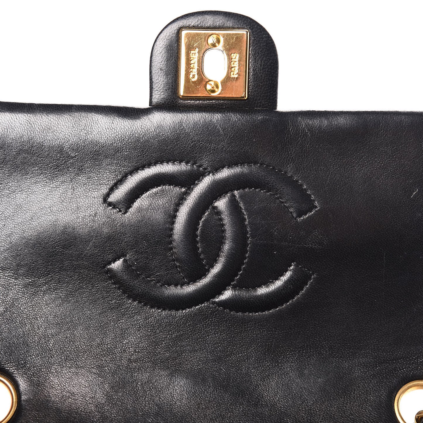 Lambskin Quilted Mini Square Flap Black