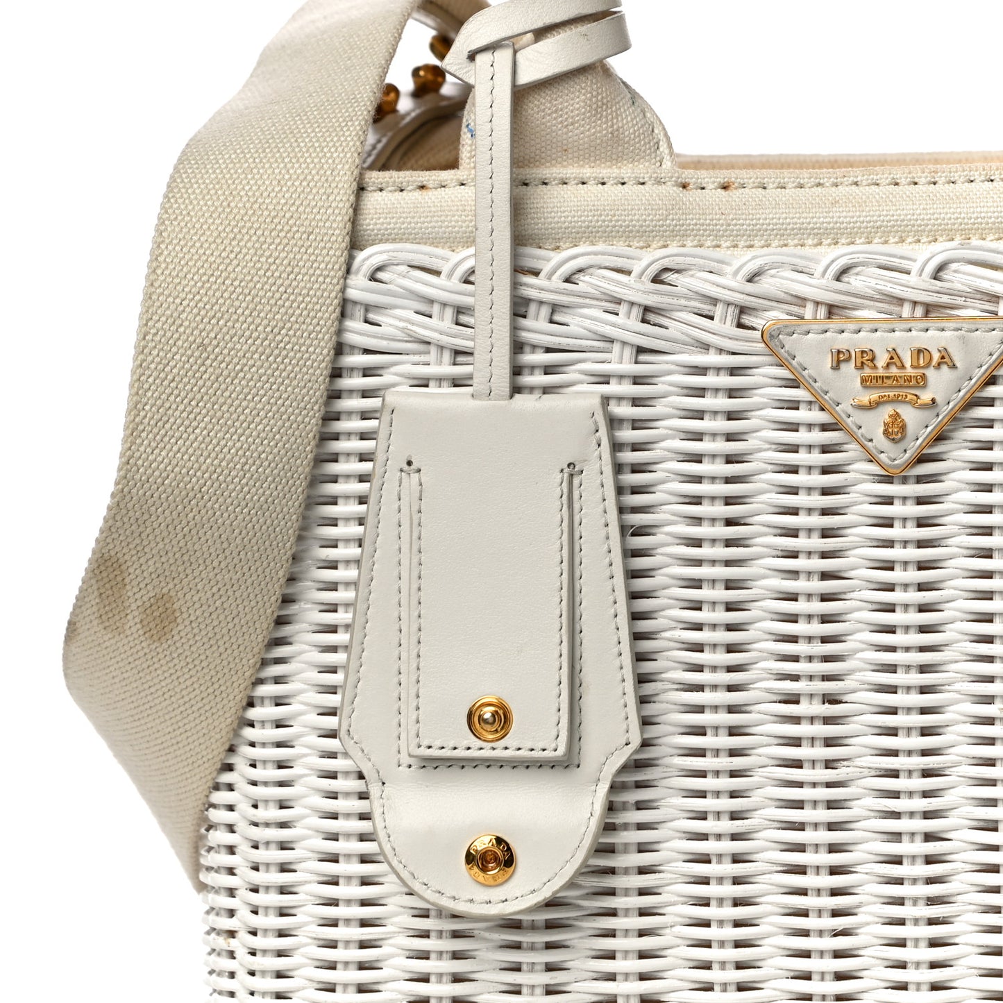 Canvas Wicker Tote White