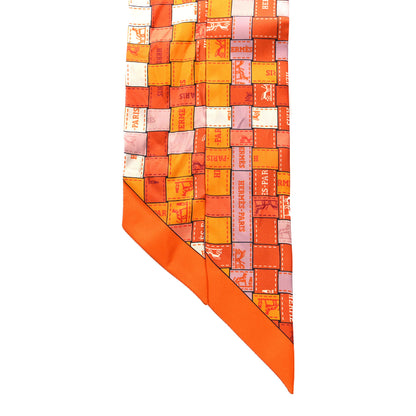 Hermes Silk Bolduc Au Carre Twilly Orange Blanc Vieux 2 of 4