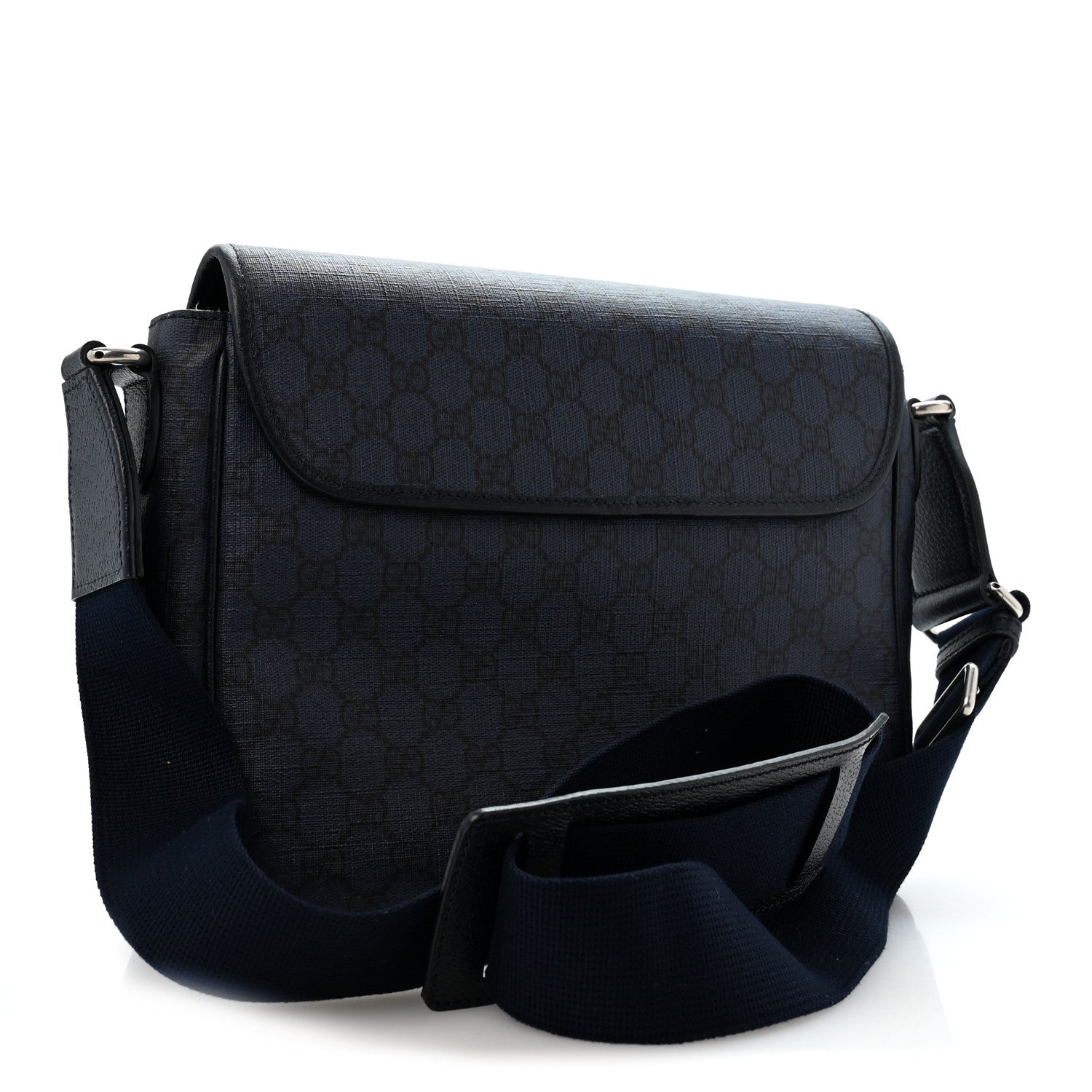 Gucci Tender GG Supreme Monogram Textured Dollar Calfskin Ophidia Messenger Bag Dark Blue 3 of 13