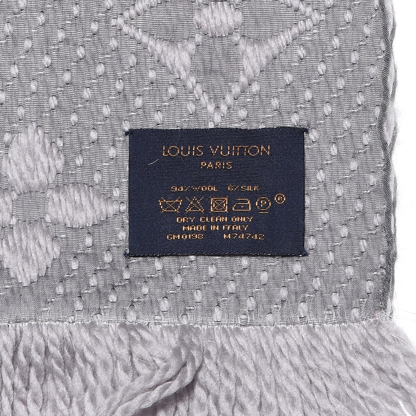 Wool Silk Logomania Scarf Pearl Grey
