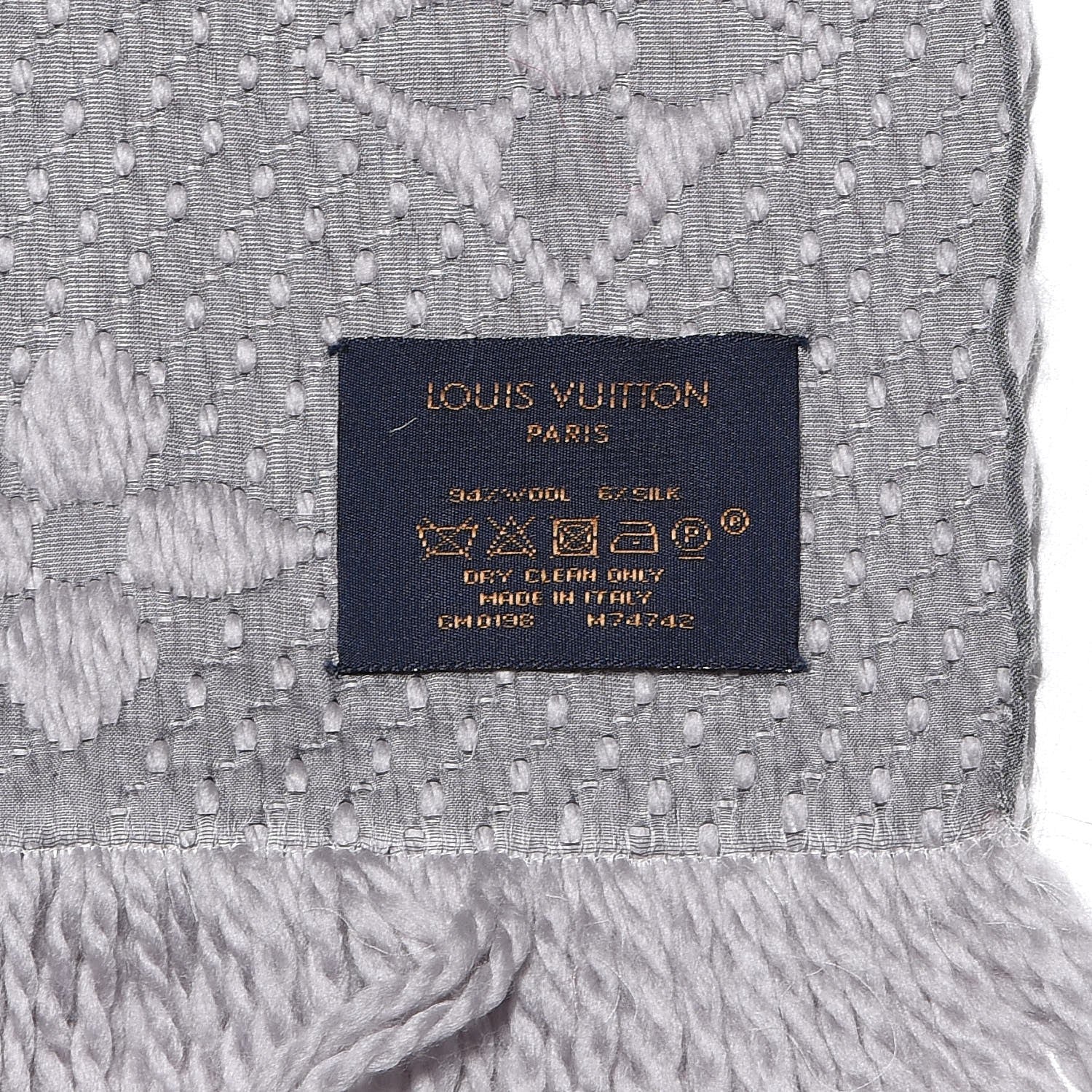 Louis Vuitton Wool Silk Logomania Scarf Pearl Grey 4 of 4