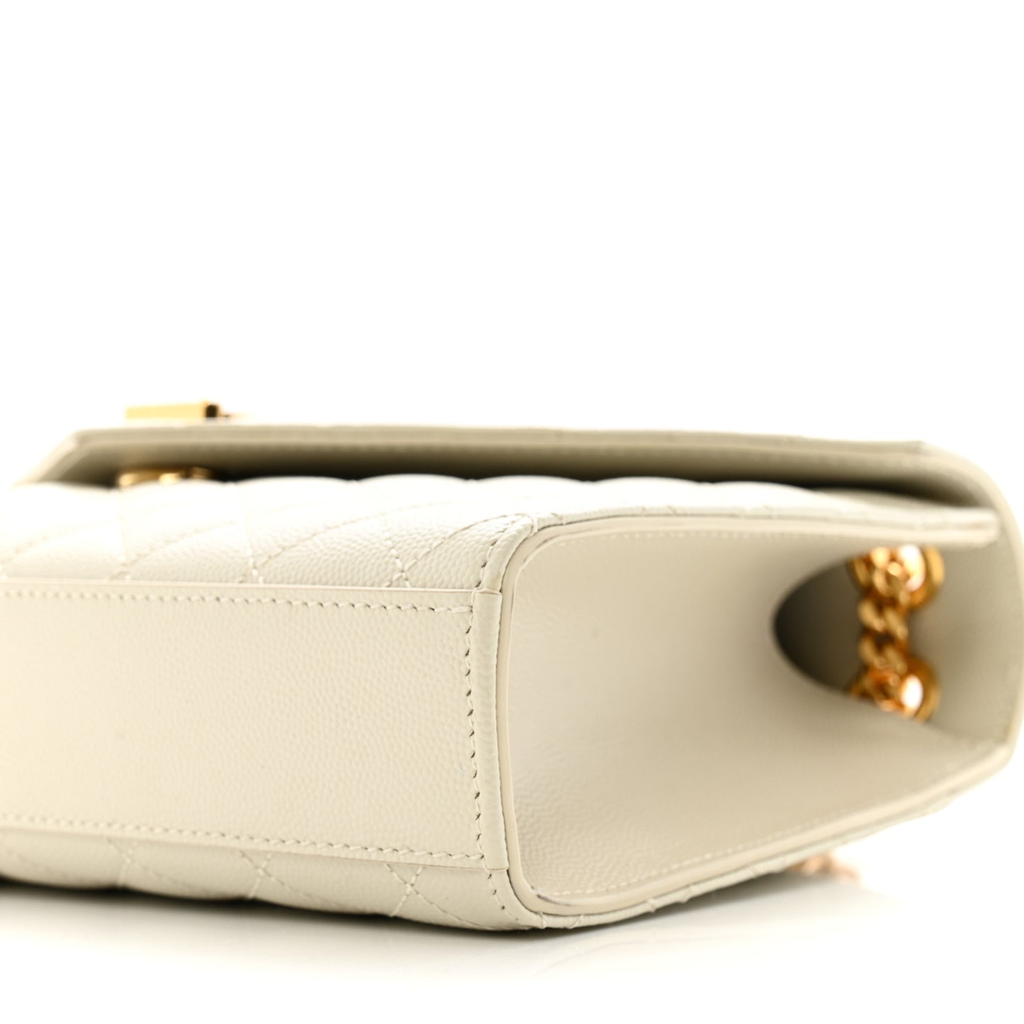 Grain De Poudre Textured Mixed Matelasse Medium Triquilt Monogram Satchel Crema Soft