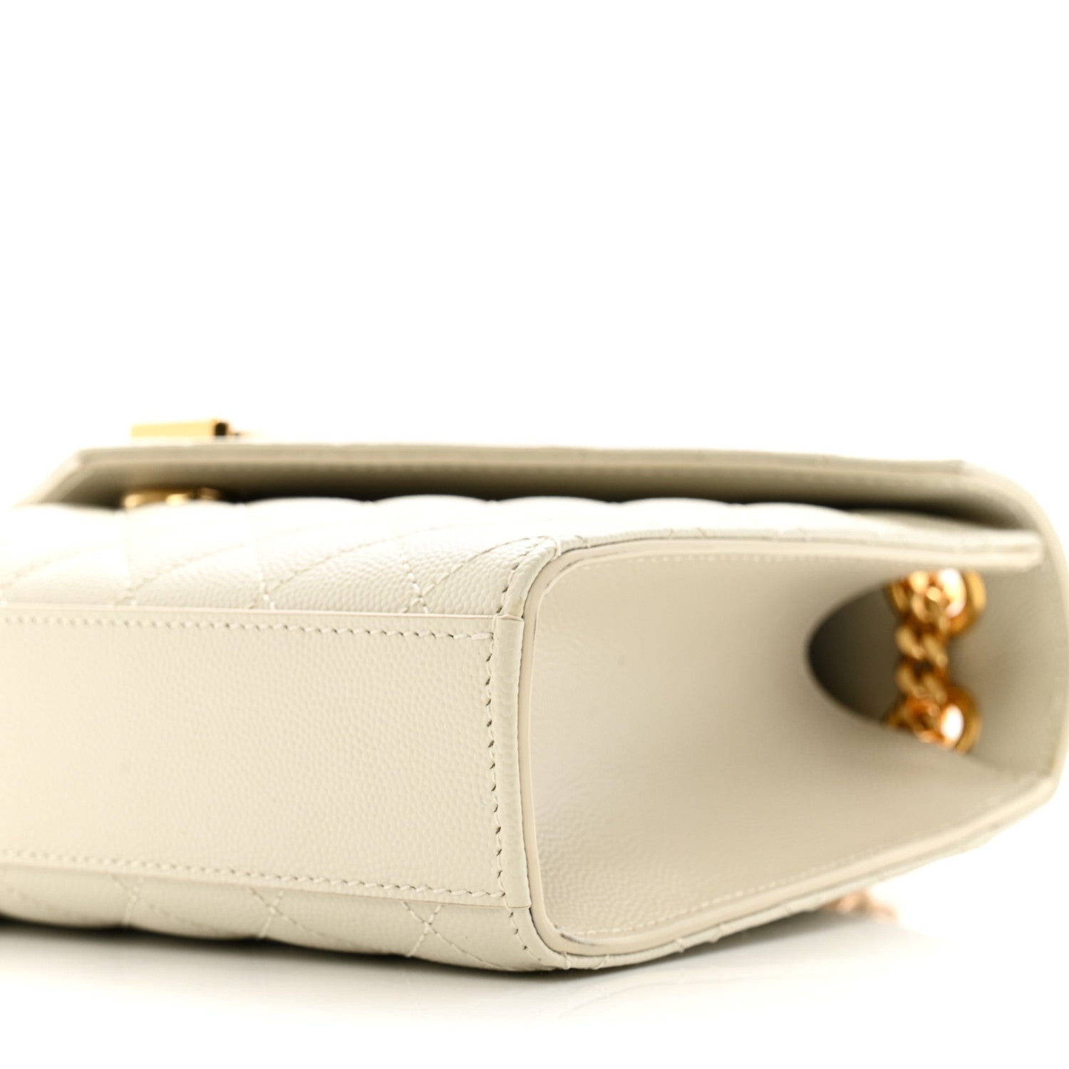 Saint Laurent Grain De Poudre Textured Mixed Matelasse Medium Triquilt Monogram Satchel Crema Soft 10 of 12