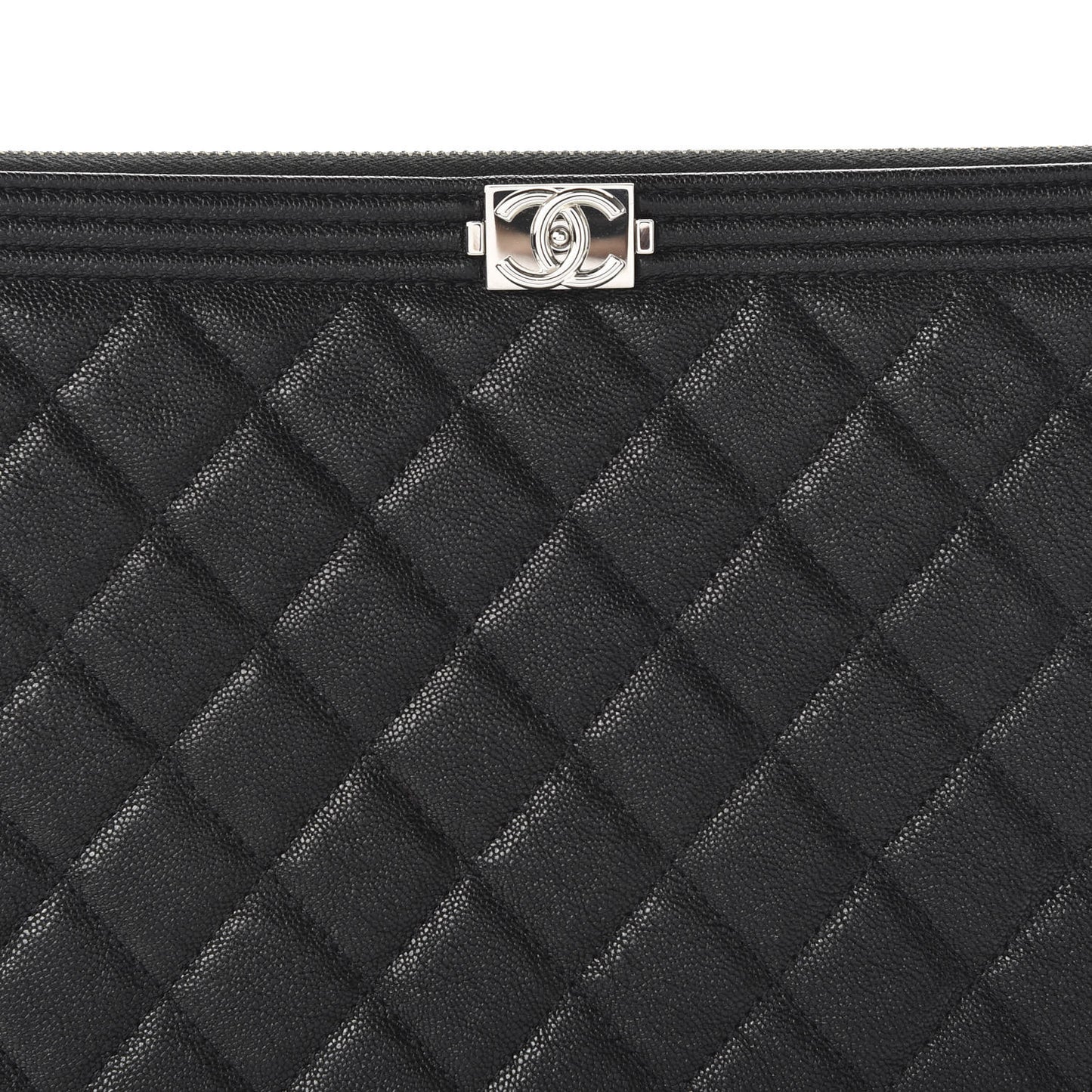 Caviar Quilted Medium Boy Cosmetic Case Black