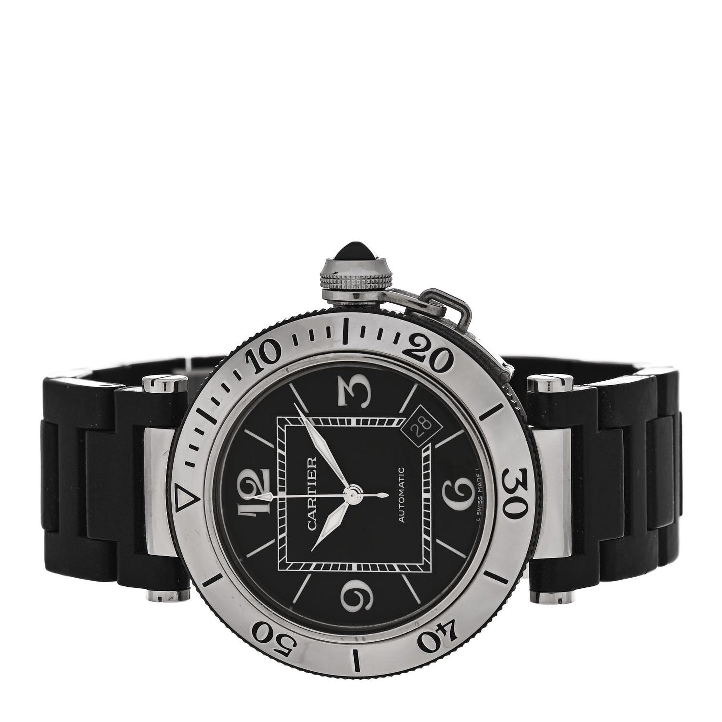 Stainless Steel Rubber 40mm Pasha C Seatimer Automatic Watch Black