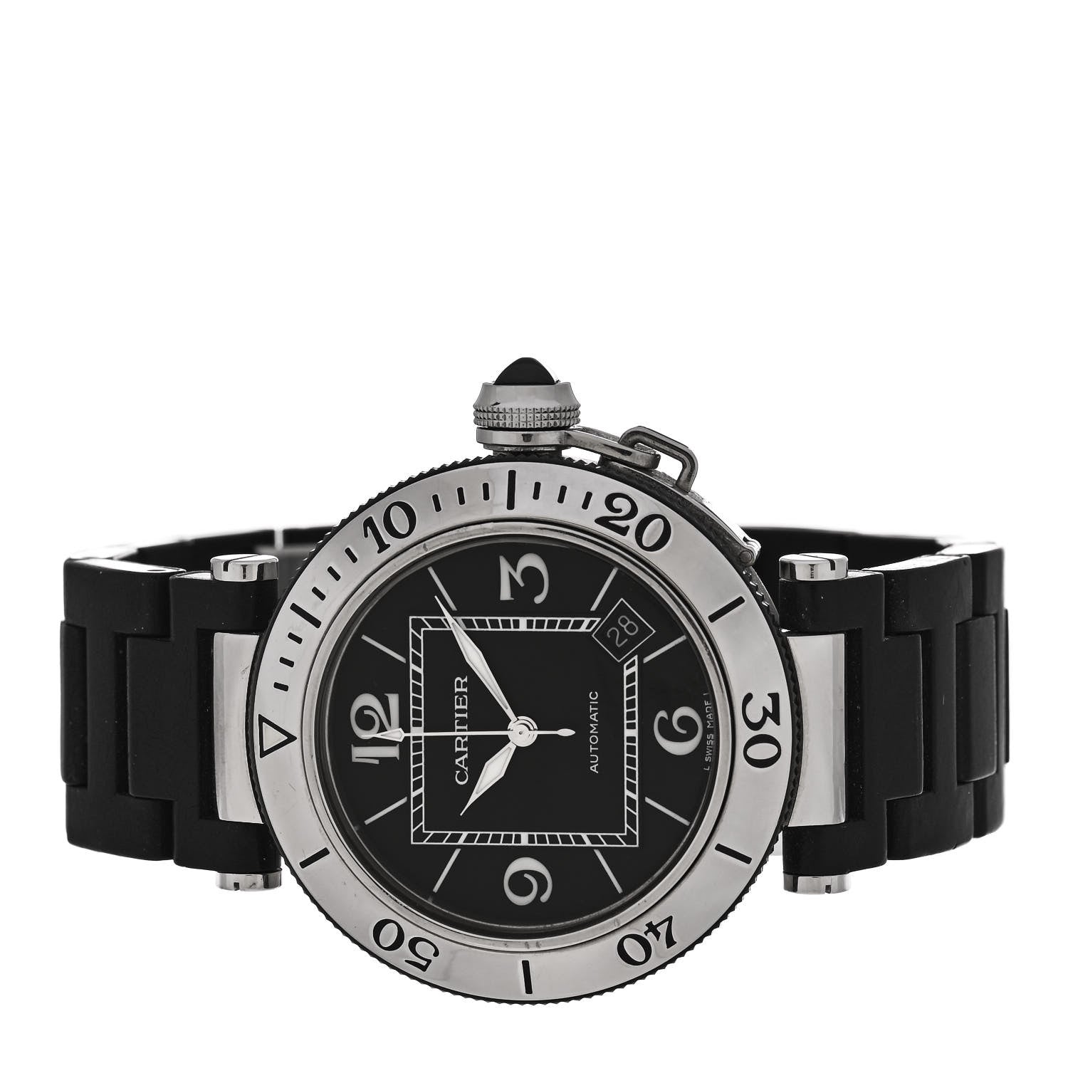 Cartier Stainless Steel Rubber 40mm Pasha C Seatimer Automatic Watch Black 2 of 4
