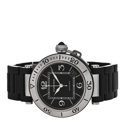 Cartier Stainless Steel Rubber 40mm Pasha C Seatimer Automatic Watch Black 2 of 4