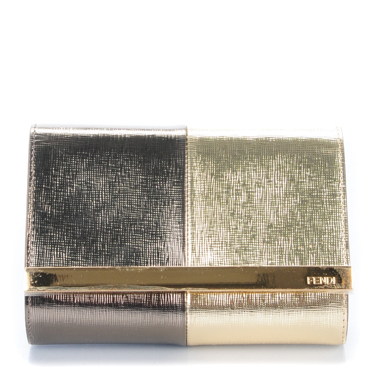 Vitello Mirror Elite Bi-Color Mini Rush Clutch Gold Grey