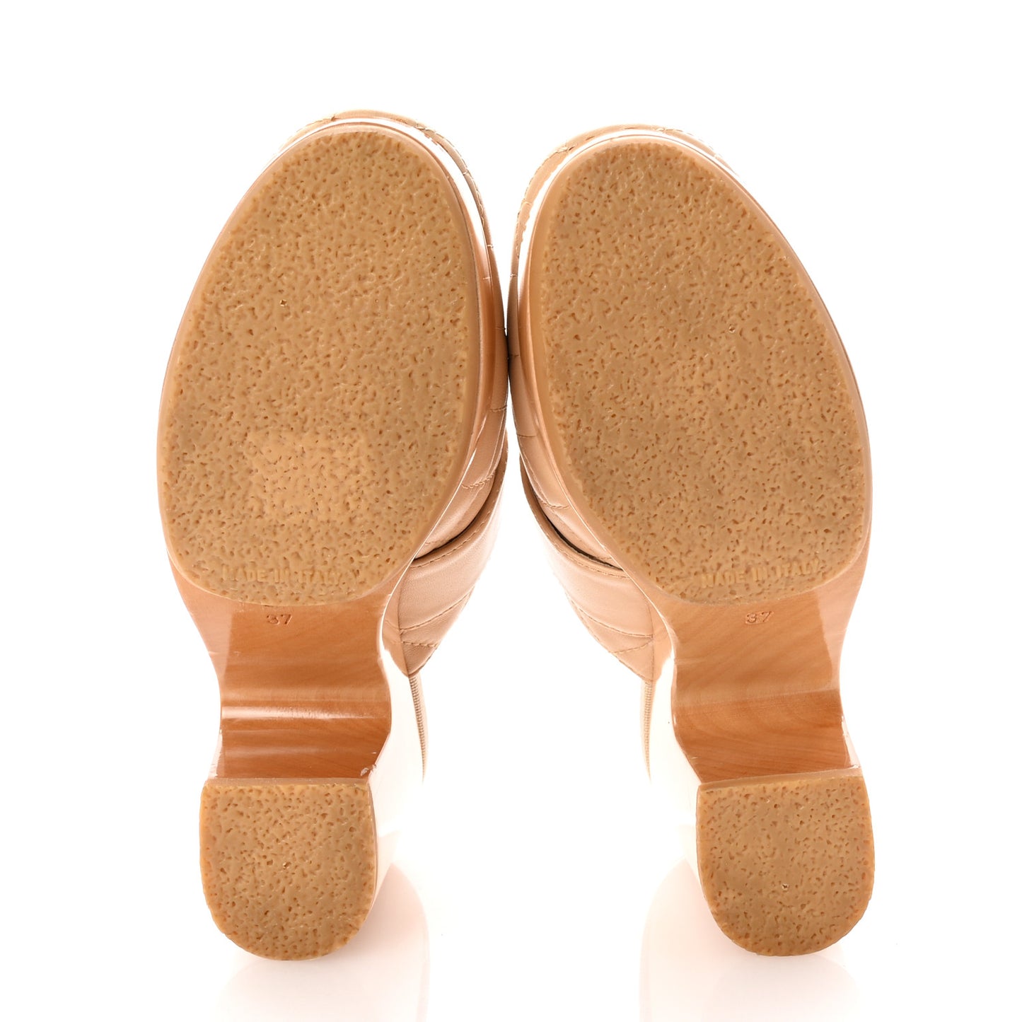 Lambskin Quilted CC Turn Lock Clogs 37 Beige