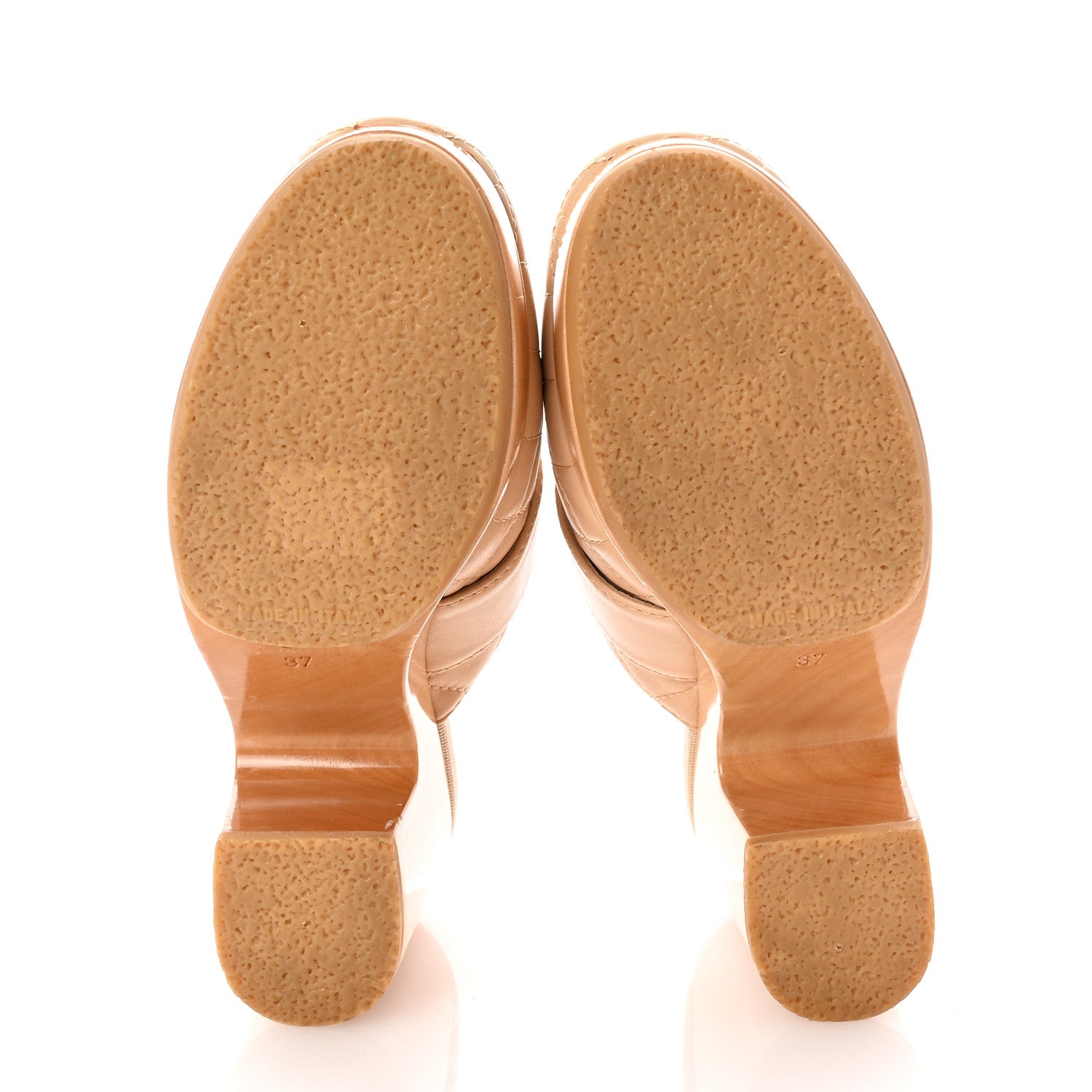 Chanel Lambskin Quilted CC Turn Lock Clogs 37 Beige 6 of 10