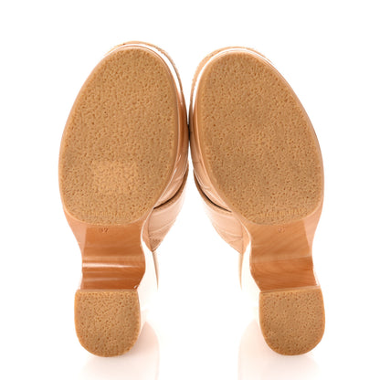 Chanel Lambskin Quilted CC Turn Lock Clogs 37 Beige 6 of 10