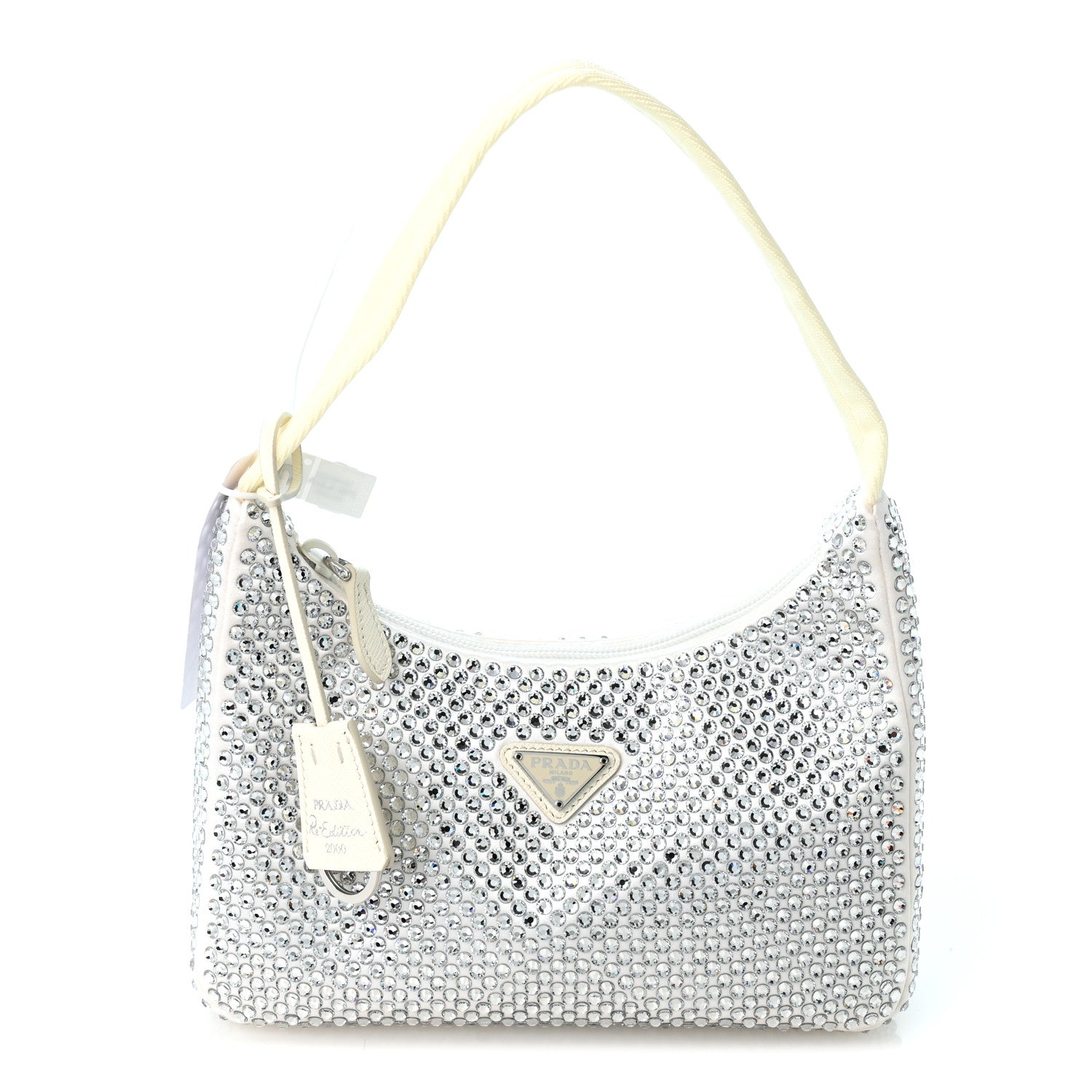 Prada Satin Crystal Mini Re-Edition 2000 Bag White 1 of 10