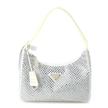 Prada Satin Crystal Mini Re-Edition 2000 Bag White 1 of 10