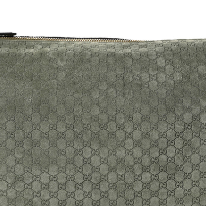 Gucci Suede GG Monogram Half Horsebit Medium Shoulder Bag Sage 8 of 11