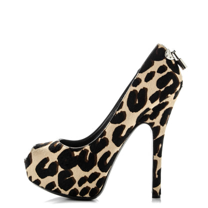 Louis Vuitton Pony Hair Oh Really Peep Toe Pumps 36 Leopard 1 of 9