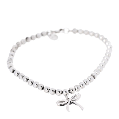 Tiffany Sterling Silver 4mm Bow Bead Bracelet 1 of 5